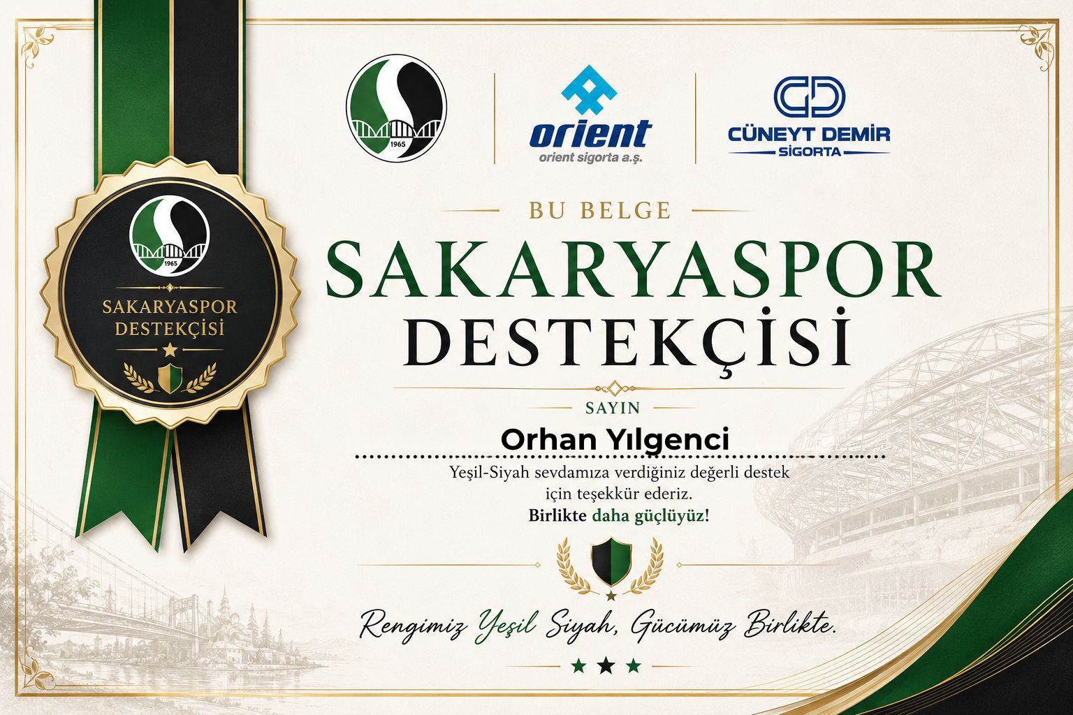 #3 Orhan Yılgenci sertifikası
